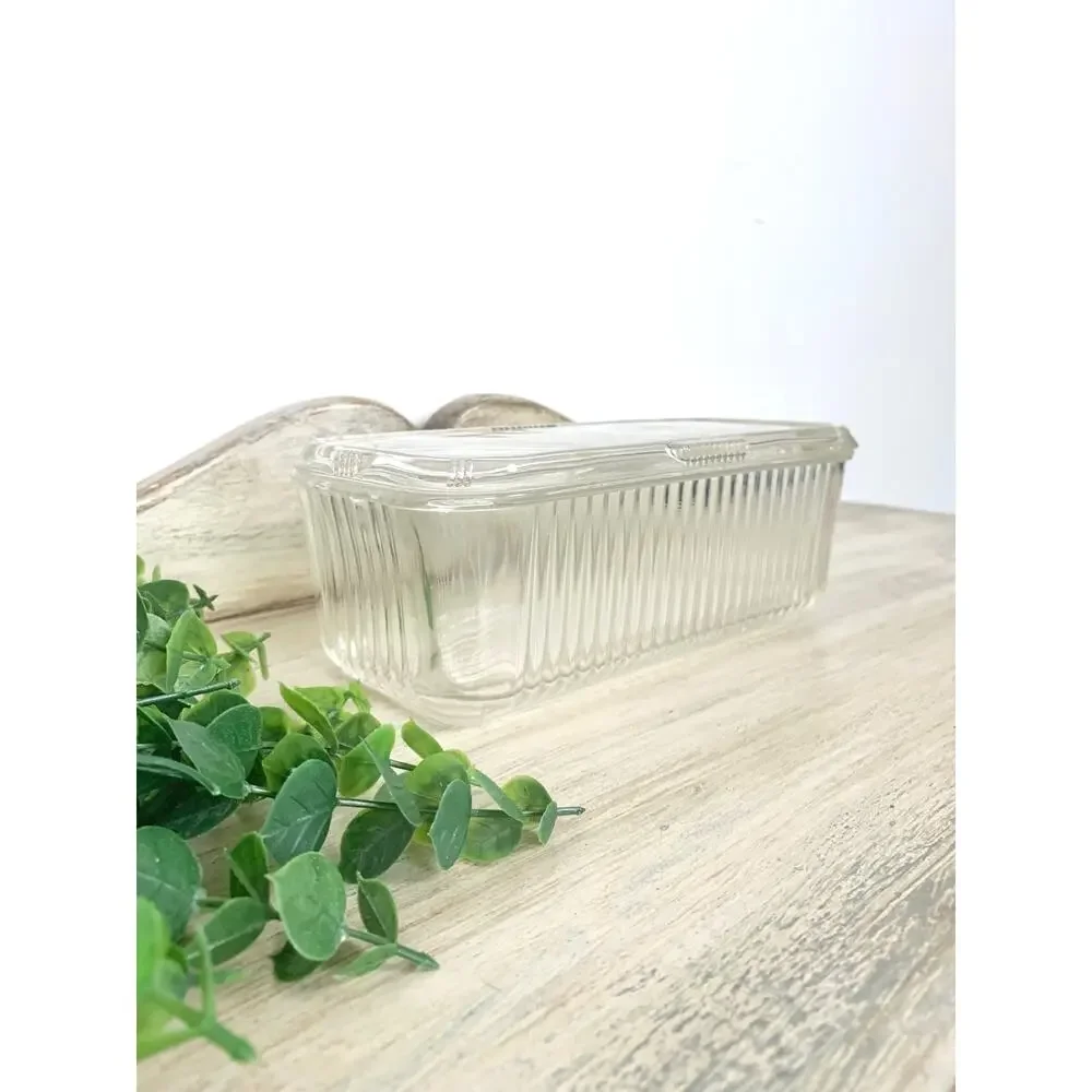 Vintage Federal Glass Refrigerator Dish Lidded Glass Storage Container Retro